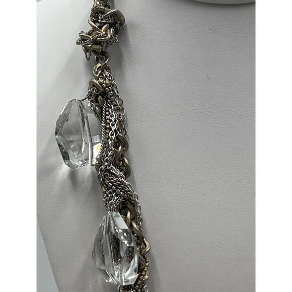 J. Crew Chunky Glass Rhinestone Mixed MultiStrand Braided Metal necklace - Picture 7 of 14
